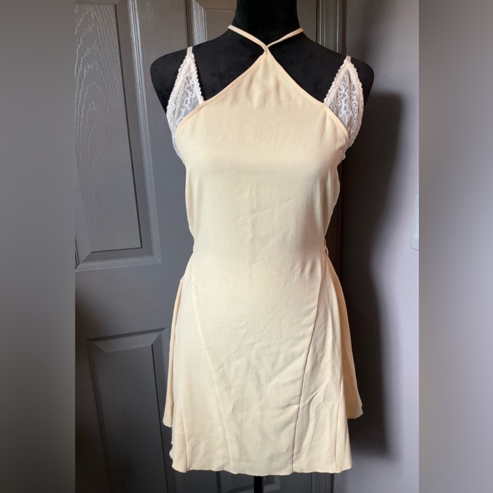 Zara Cream Mini Dress with Lace Detail
